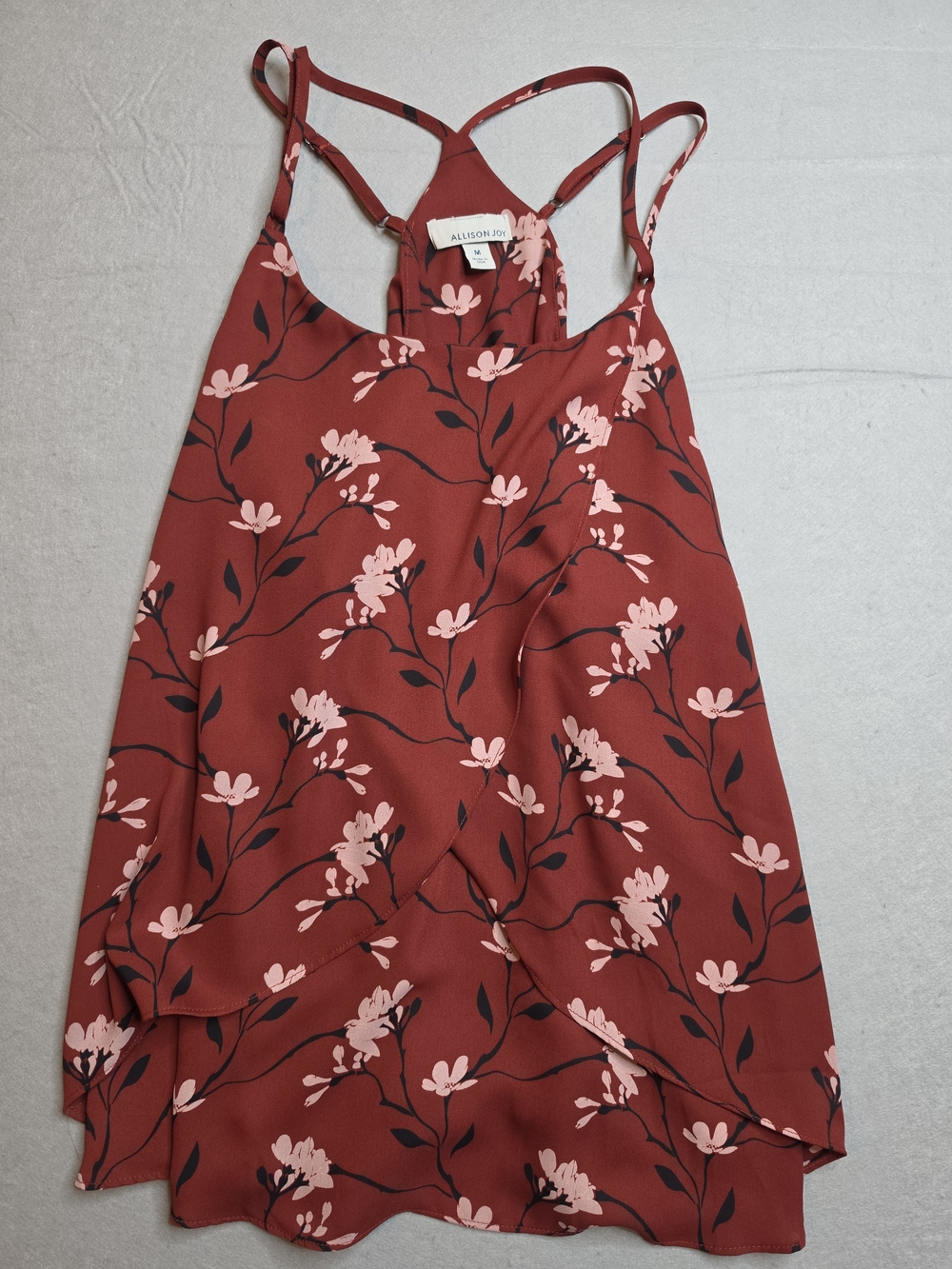 Allison Joy Rust Floral Wrap-Front Cami with Pink Blossoms